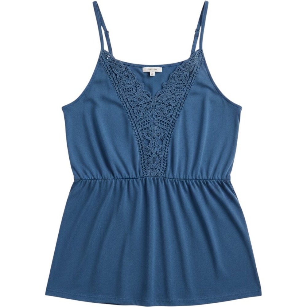 CLEARANCE-Maurices Navy Crochet-Trim Peplum Camisole